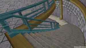 蛇うろこ飾りの家の階段