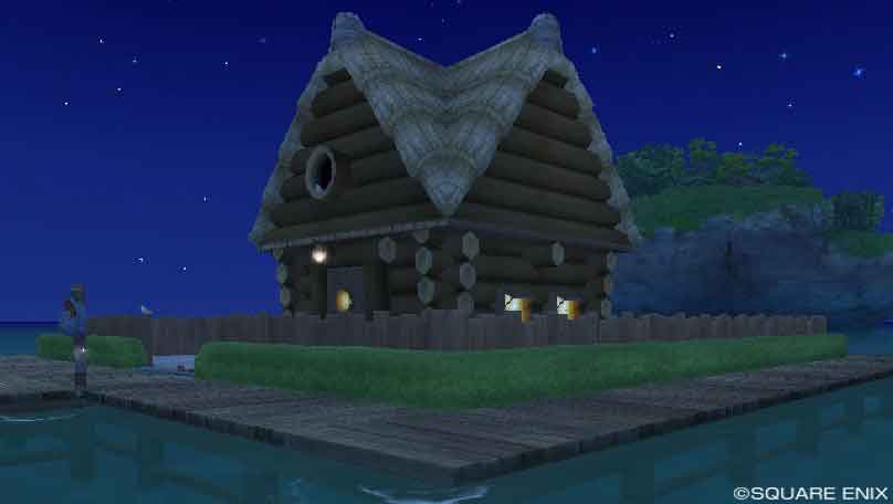丸太の家(夜)